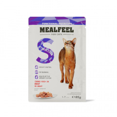 Functional Nutrition Влажный корм (пауч) для контроля веса у стерилизованных кошек, кусочки с говядиной в соусе, 85 гр.