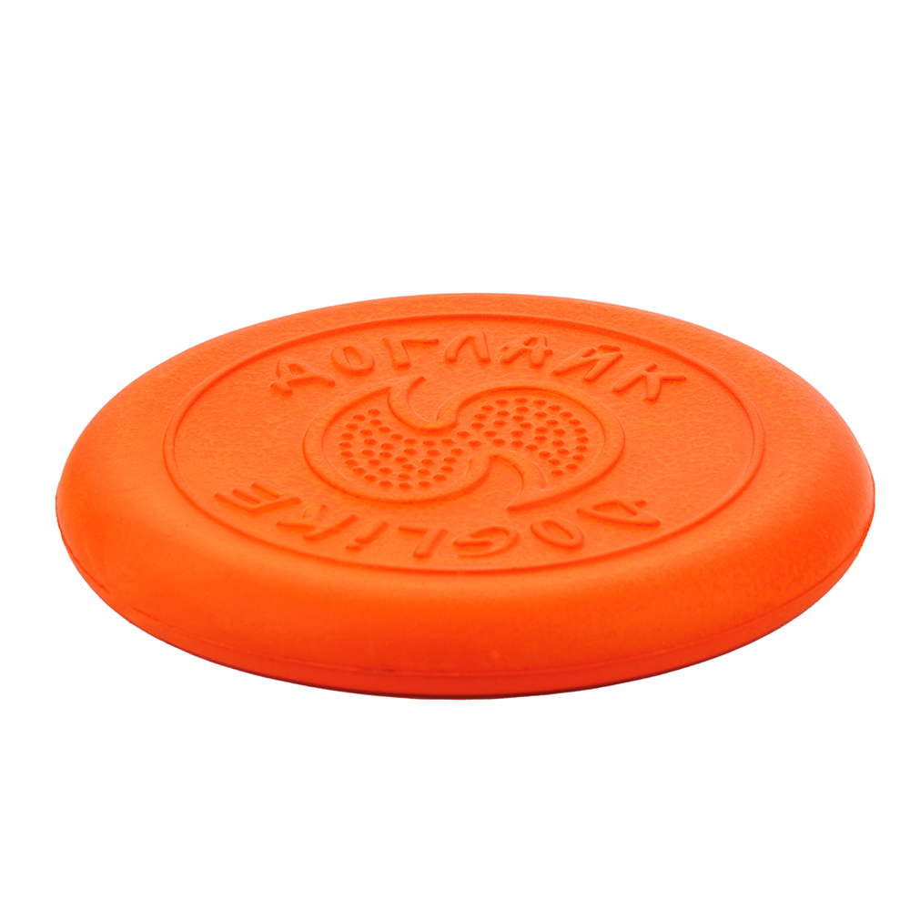 Игрушка для собак Тарелка летающая диаметр 25 см большая оранжевая, толщина 2,3 см, для собак средних и крупных пород (снаряд, пуллер)